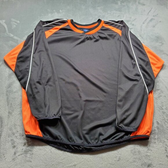 Mizuno Baseball Wind Lite Performance Pullover Shirt Black Orange Men Sz 2XL - Picture 1 of 11